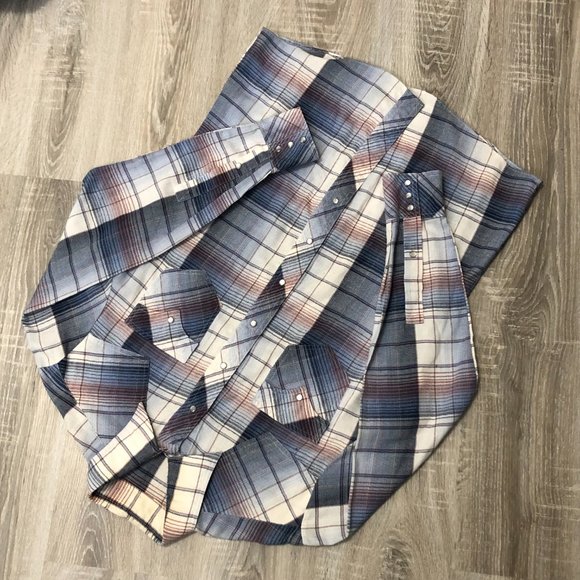 Vintage Snap Button Western Shirt Plaid Mens M - Picture 3 of 7